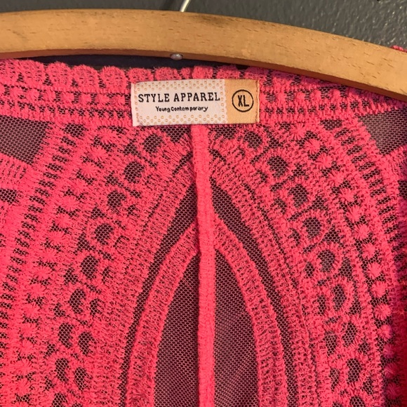 Style Apparel Hot Pink Sheer Lace Cover-Up SZ. XL - Picture 2 of 3